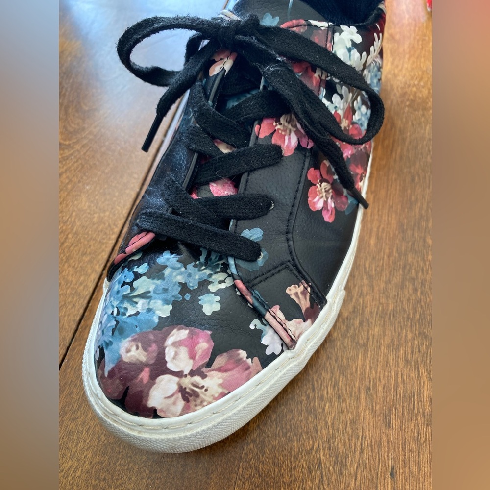 Restricted Black and Pink Floral Sneakers - Picture 2 of 6